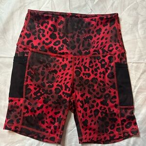 Leopard Print Women's Shorts - Red and Black